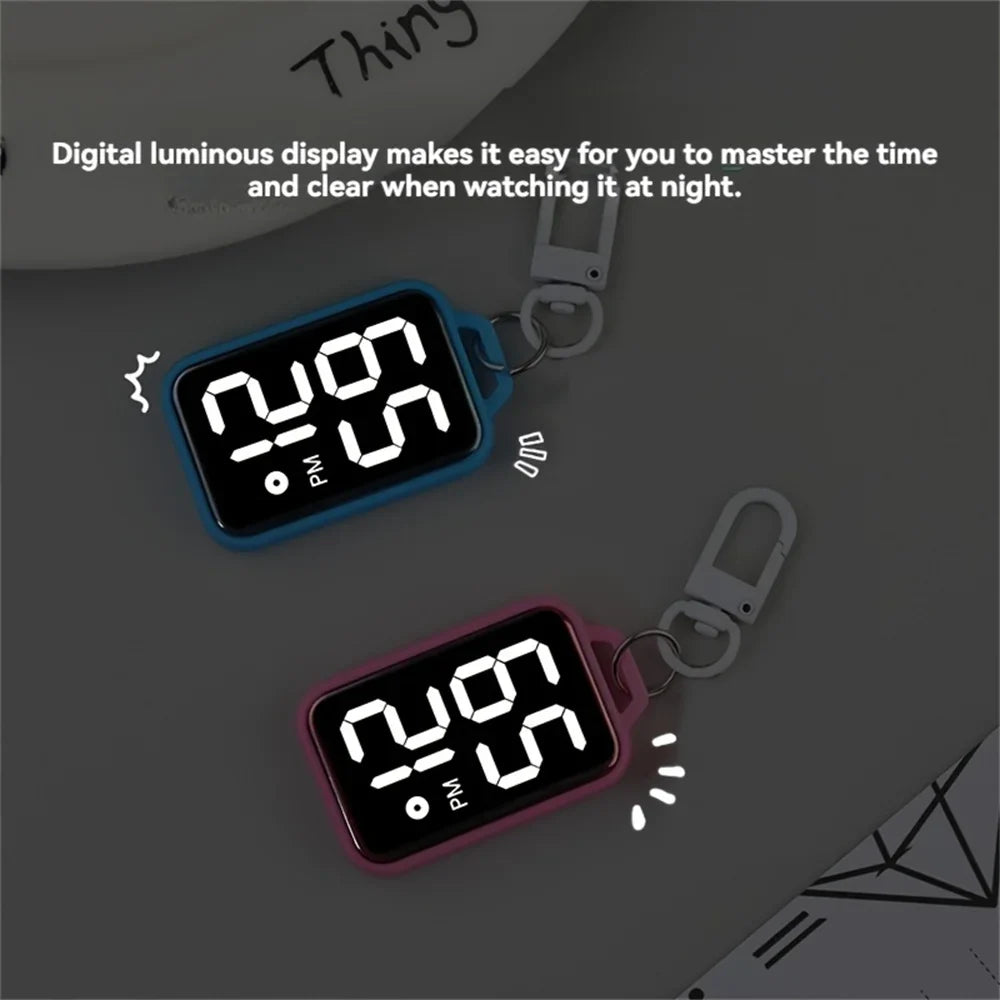 LED Keychain Digital Pocket Watch - Mini Electronic Timepiece for Backpacks & Keys