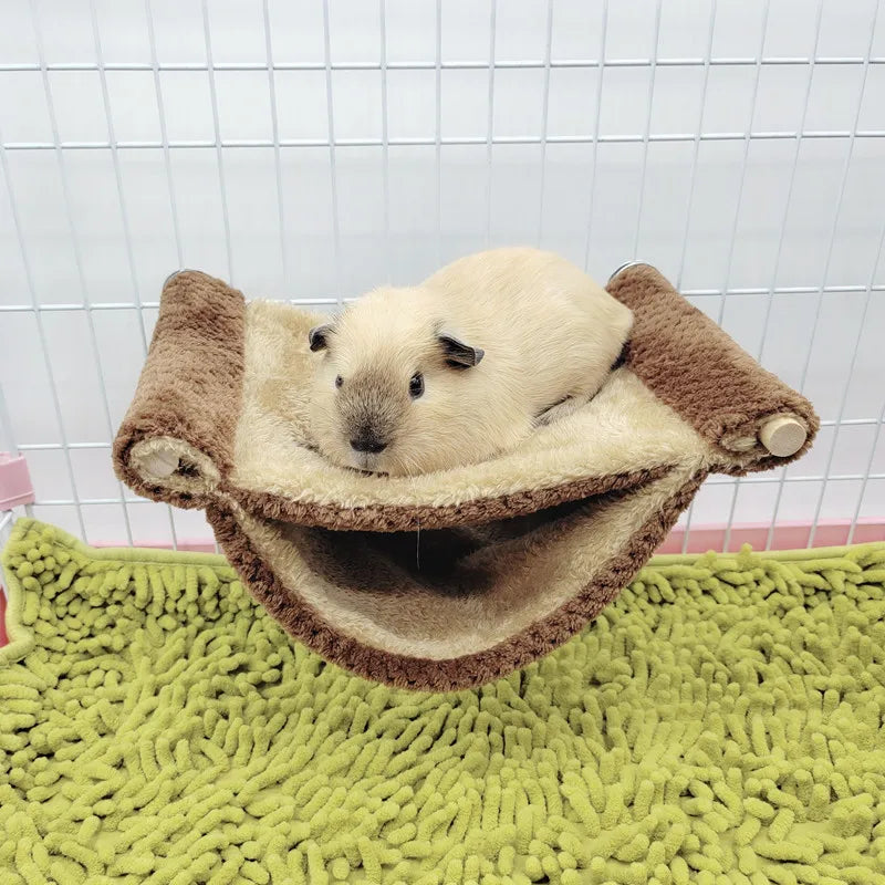 Pet Hammock for Small Animals – Double-Thick Plush Hanging Bed for Hamsters, Mice & Rats | Warm Nest Sleeping Bag, Two Sizes (20×14×10 cm / 7.9×5.5×3.9 in; 26×18×12 cm / 10.2×7.1×4.7 in)