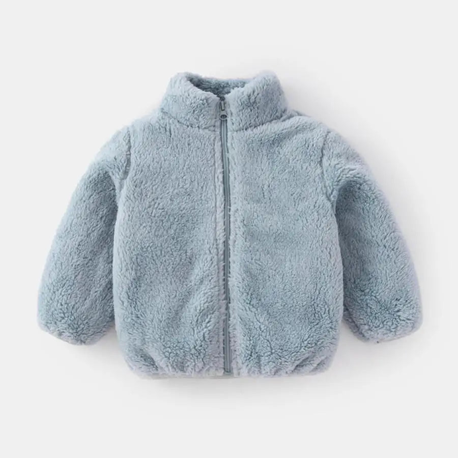 Toddler & Kids Plush Winter Coat – Warm Corduroy Turtleneck Zipper Jacket, Unisex (Ages 1-6 Years)