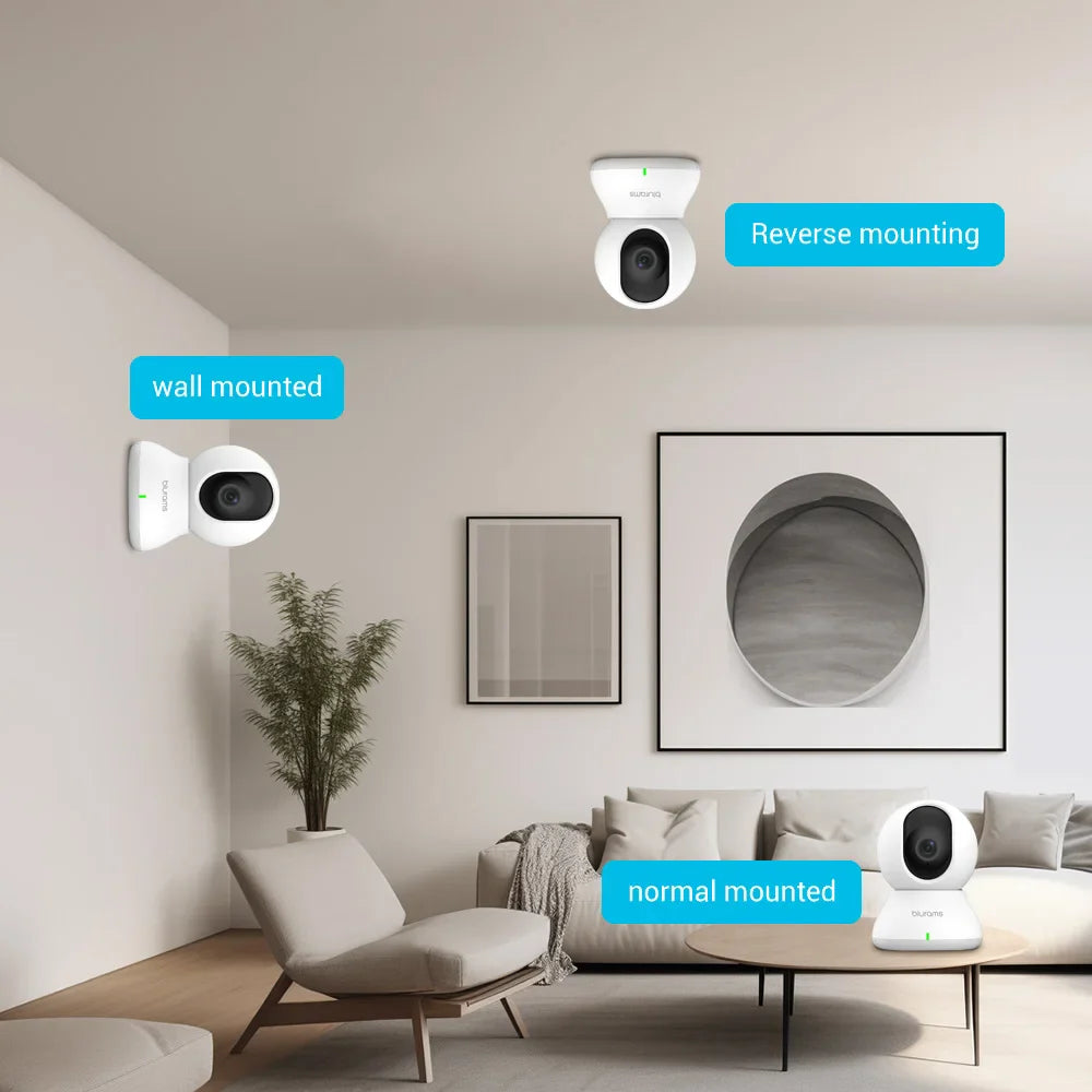 Indoor 3MP WiFi Pet Dome Camera — 360° Pan, Motion Detection, Dual Lens, 2.4GHz, Ceiling/Wall Mount