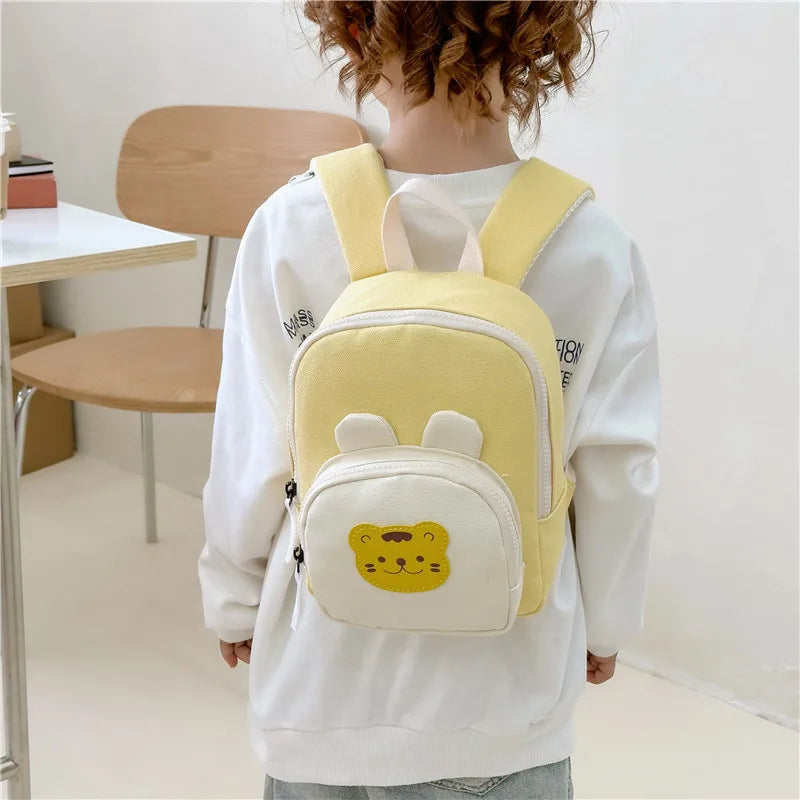 Kawaii Canvas Kids Backpack - Cartoon Bear and Bunny Kindergarten School Bag for Girls and Boys