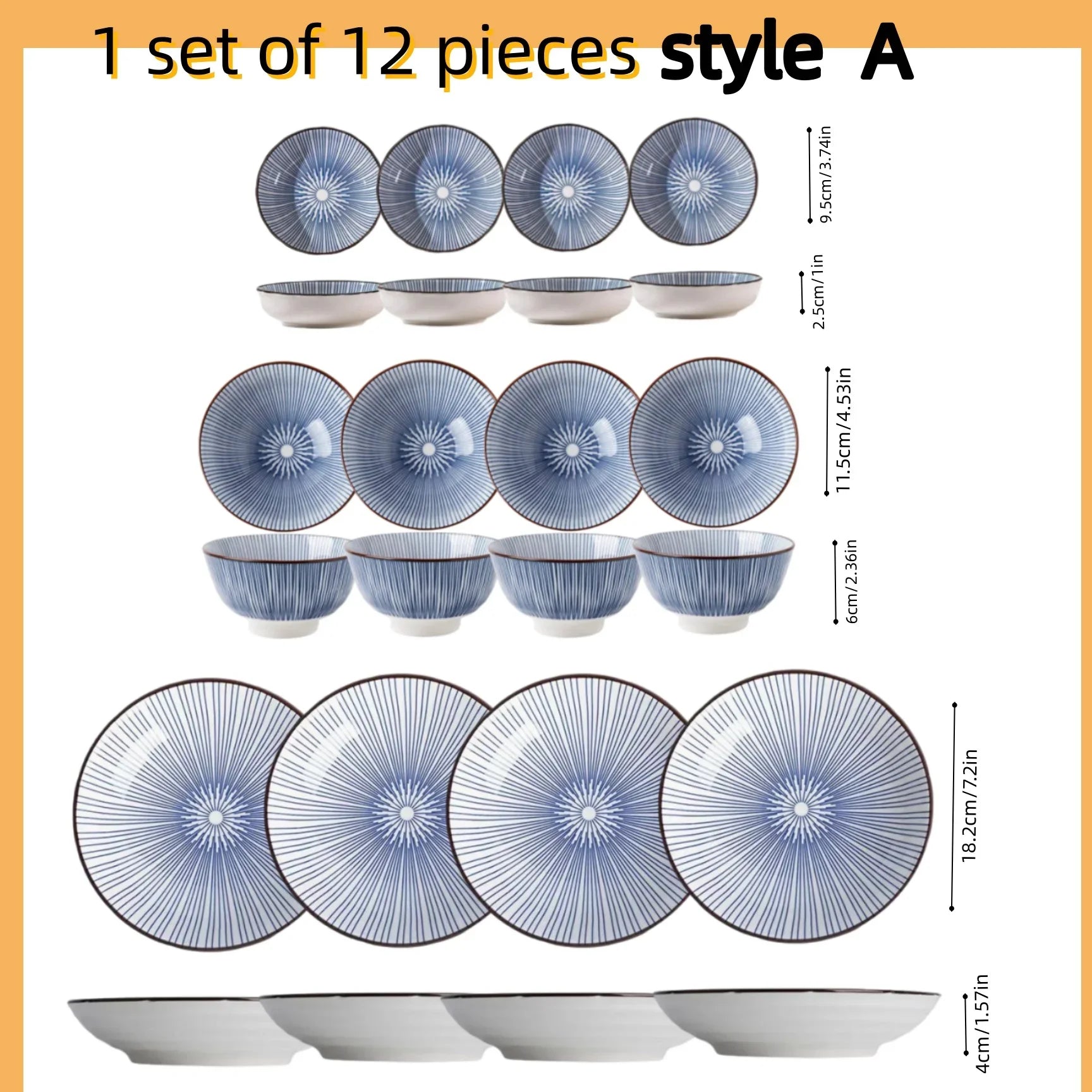 Japanese-Style Blue & White Hand-Painted 4.5-Inch (11.5 cm) Ceramic Rice Bowl Retro Tableware