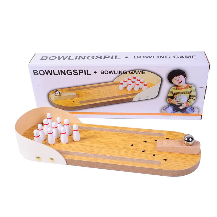 Mini Wooden Bowling Set for Kids - Tabletop Educational Game & Parent-Child Play