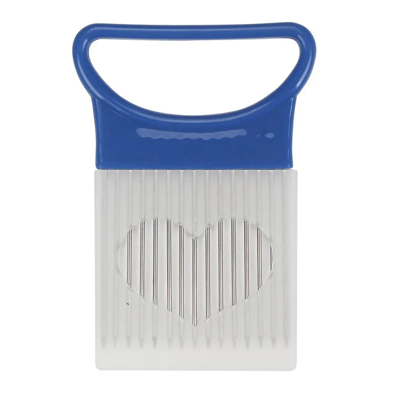 Colorful Onion Slicer with Stainless Steel Holder – Hands-Free Vegetable & Potato Chopper
