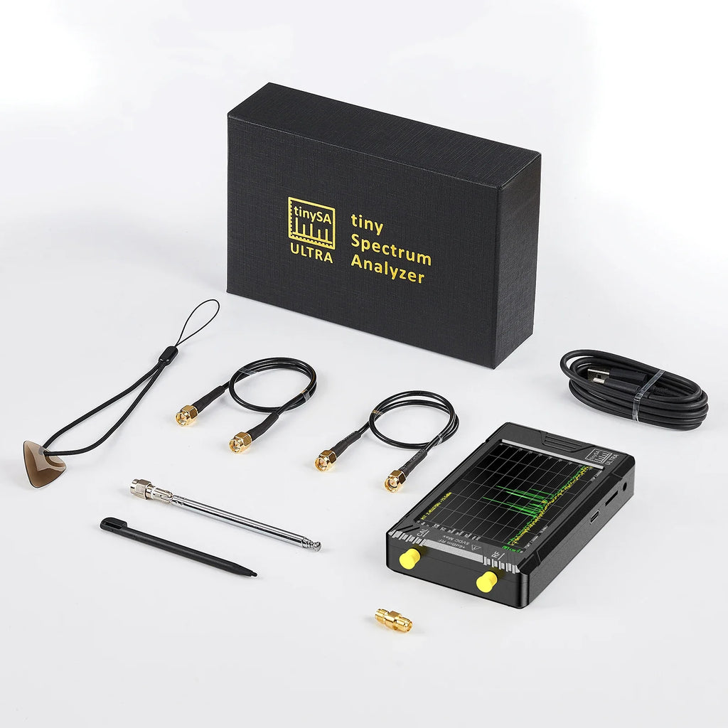 Handheld Spectrum Analyzer 4-inch (10.2 cm) Display 100 kHz–5.3 GHz with 32GB microSD, SMA Antenna & Network LAN Tester