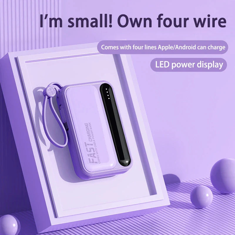50000mAh 4-in-1 Power Bank Built-in Cables, 120W Fast Charging Digital Display & LED Light