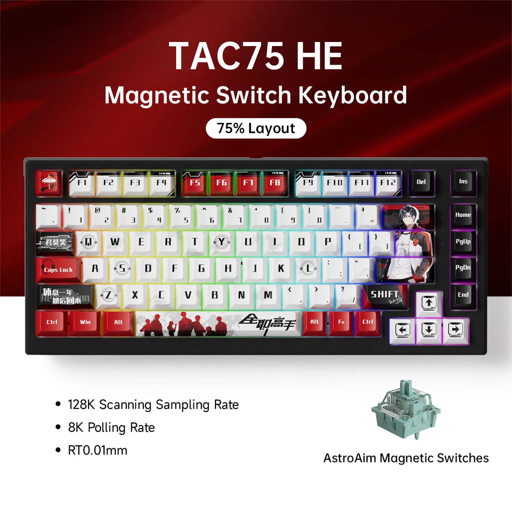 75% 83‑Key Magnetic Switch Hot‑Swap Mechanical Gaming Keyboard — 8K Polling, 0.005mm Rapid Trigger, RGB Wired