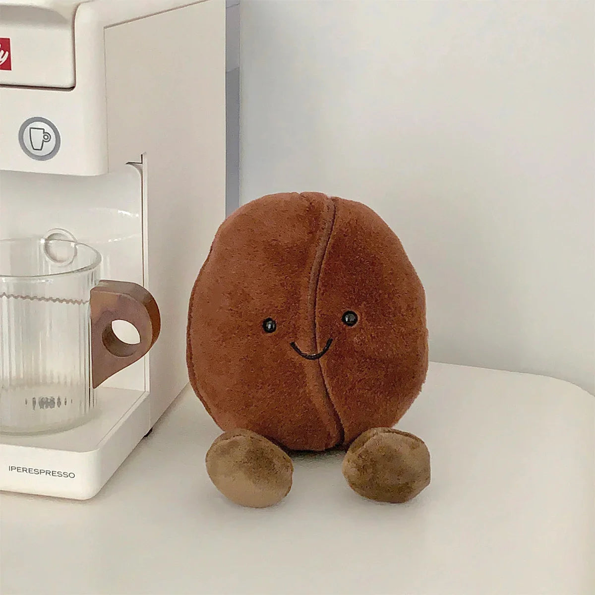Coffee Bean Plush Toy 5.1 in (13 cm) Soft Brown Stuffed Doll Cute Home Decor Gift