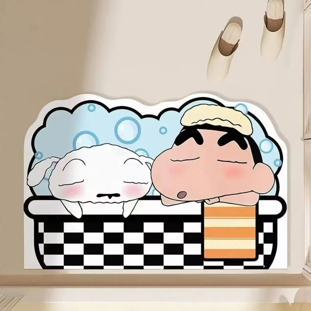 Quick-Dry Anime Shower Mat - Soft Absorbent Cartoon Bath Rug for Bathroom and Home Gift