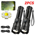 Tactical LED Flashlight 1600LM USB-C Rechargeable Zoom Waterproof Torch for Camping, Fishing & Emergency