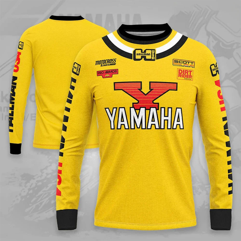 Yamaha Motocross Long-Sleeved Jersey: Oversized, breathable, quick-dry, suitable for men and women.