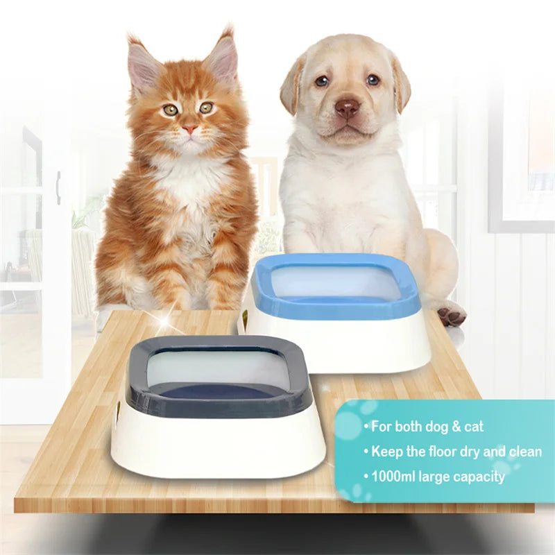 Anti-Splash Pet Water Bowl 1L (34 fl oz) Spill-Proof Dog and Cat Waterer Large Puppy Drinking Bowl