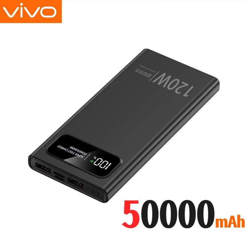 50,000mAh 120W Portable Power Bank with LED Digital Display — Fast Charging for iPhone Samsung Huawei
