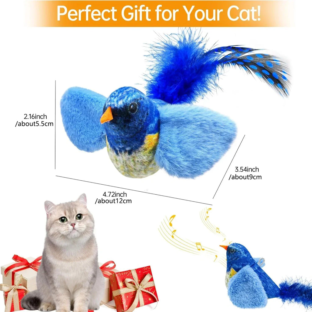 Interactive Bird Cat Toy with Chirping Sound & Catnip – Hanging Plush Teaser for Indoor Cats