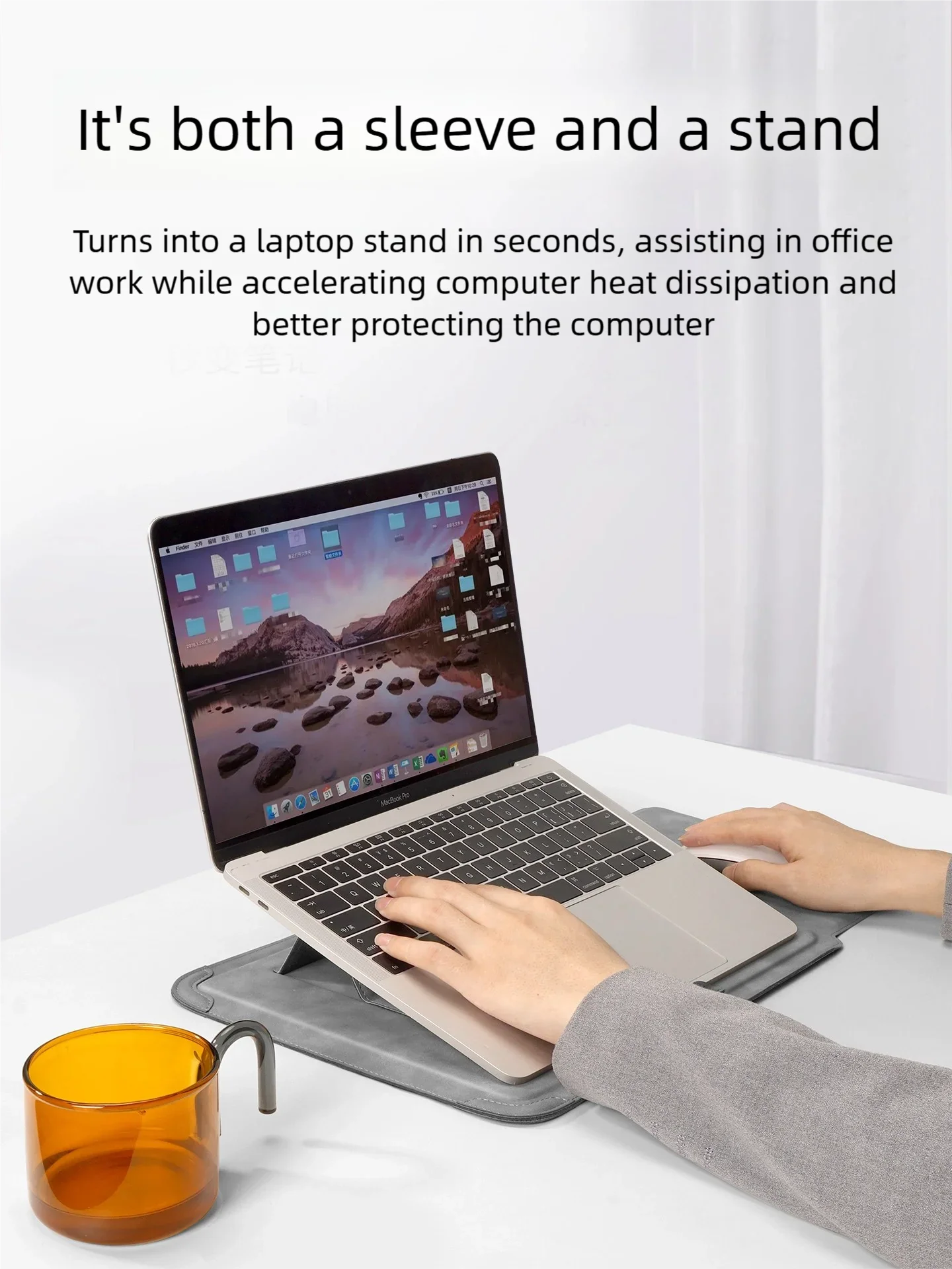 Laptop Sleeve with Stand 13–16 Inch (13.6/14/15/15.6) PU Notebook Case – Slim Protective Sleeve for Laptops, Unisex