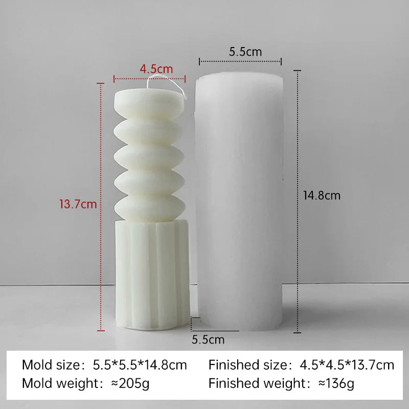 Striped Cylinder Silicone Candle Mold for DIY Pillar, Soy Wax, Plaster & Resin Crafts
