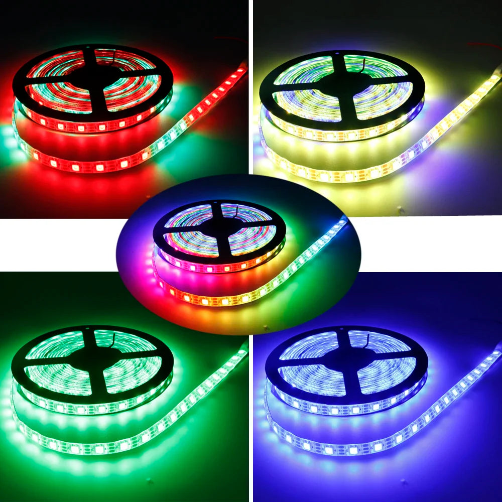 5V Addressable RGB LED Strip Light - 30/60/74/96/144 LEDs per Meter, 5050 SMD, IP30/IP65/IP67