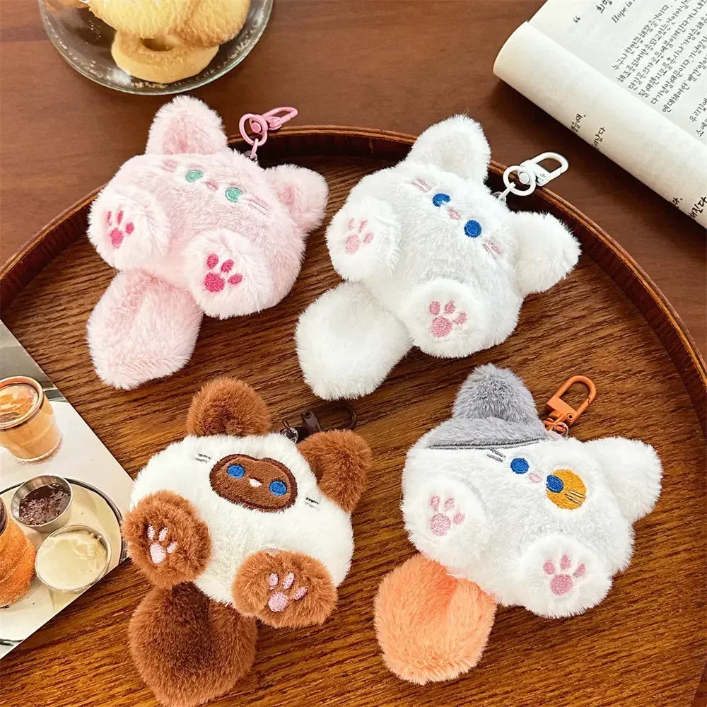 Plush Cat Keychain Bag Charm – Cute Kitten Backpack Pendant, Purse & Car Mirror Accessory
