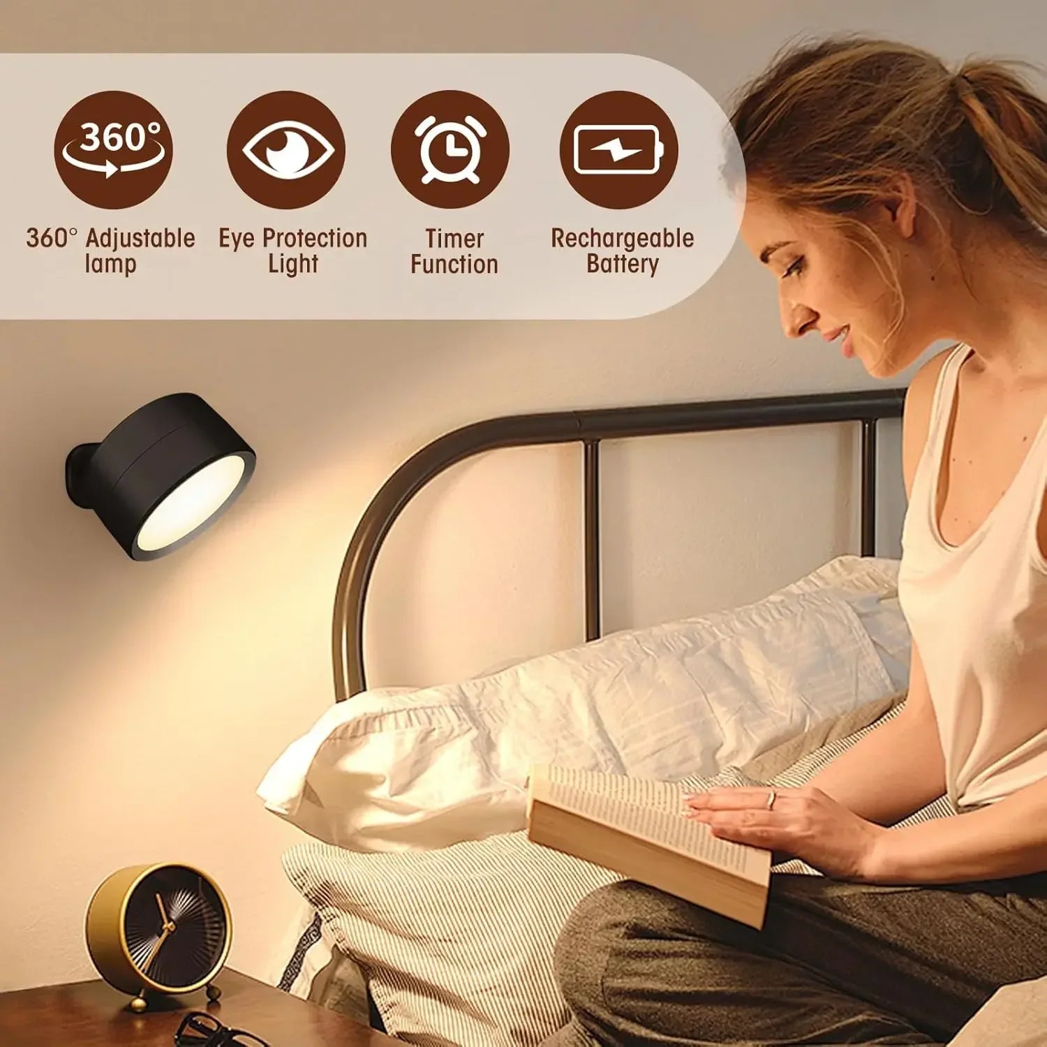 Rechargeable LED Magnetic Picture Light Dimmable 360° Rotating Touch Remote Wall Cabinet Night Lamp