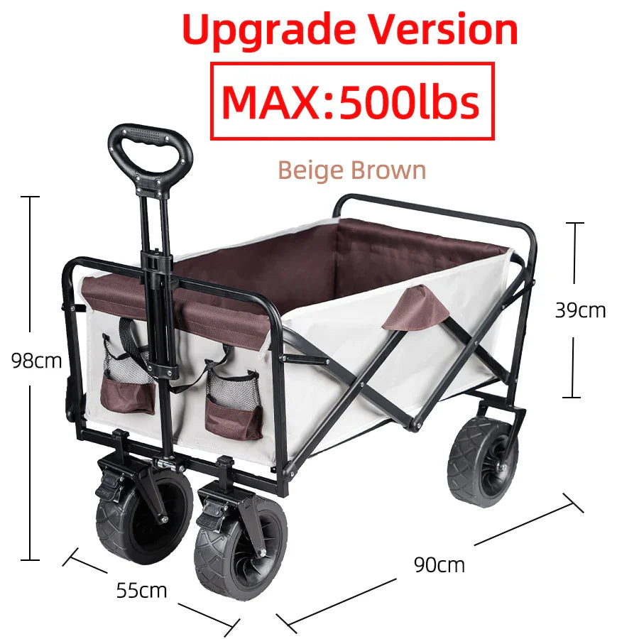 Collapsible Folding Beach Wagon Cart – Heavy-Duty 500 lb (227 kg) Portable Utility & Camping Trolley