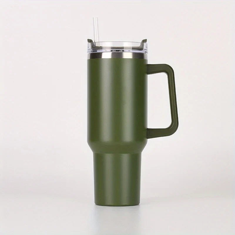 40oz Vacuum Insulated Tumbler with Handle & Straw Lid | Stainless Steel Travel Bottle