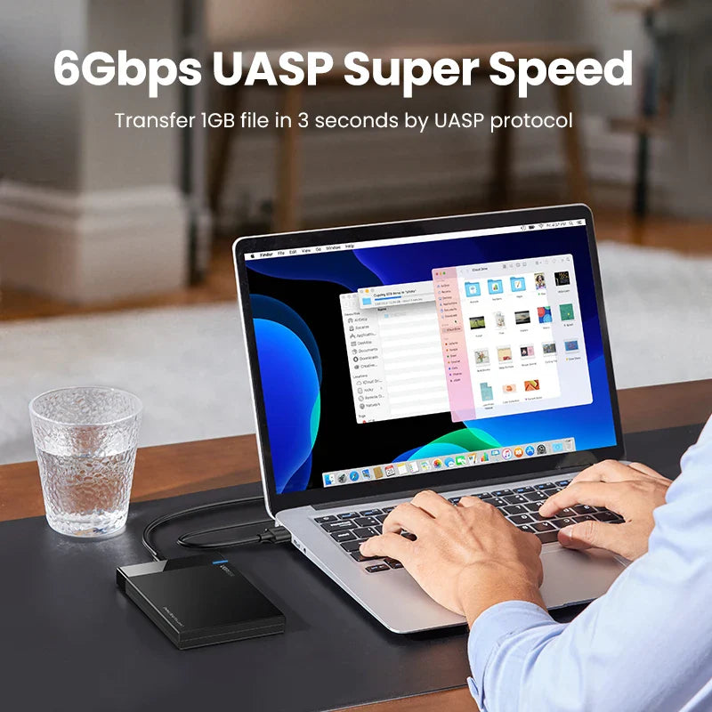 2.5" SATA to USB-C Hard Drive Enclosure — USB 3.1 Gen 2 (10Gbps) UASP Tool-Free SSD/HDD Case, Supports 7mm & 9.5mm, Up to 10TB