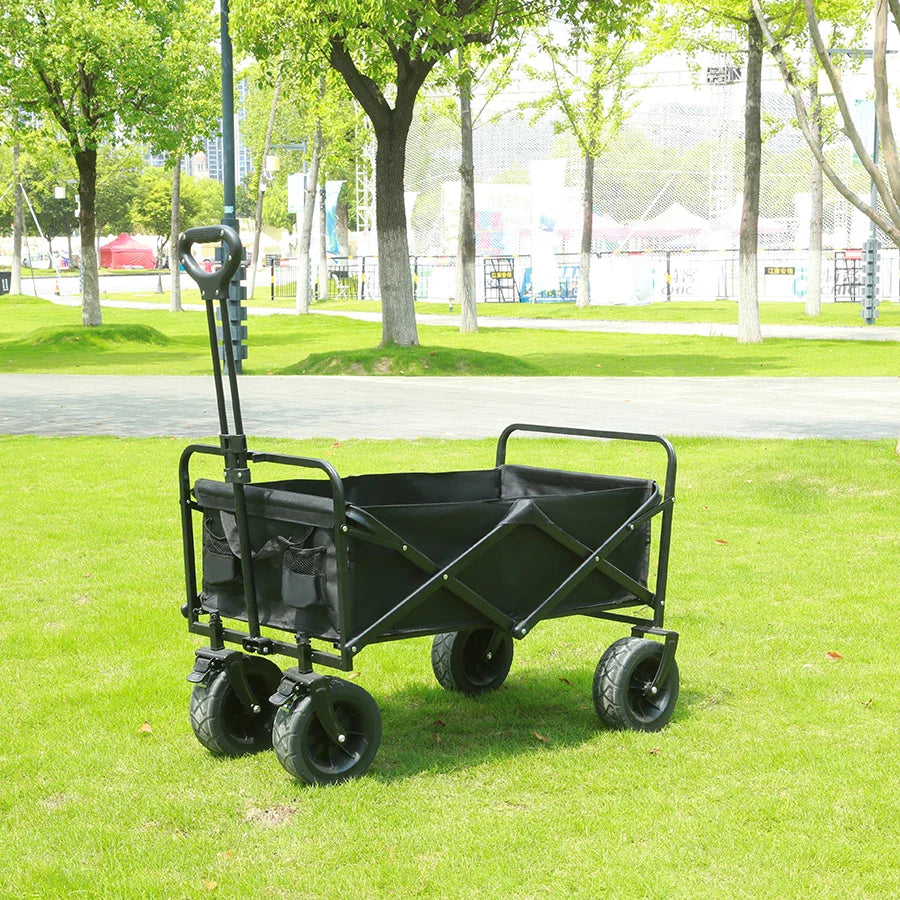 Heavy-Duty Collapsible Folding Beach Wagon Large Capacity Portable Utility Cart with All-Terrain Wheels