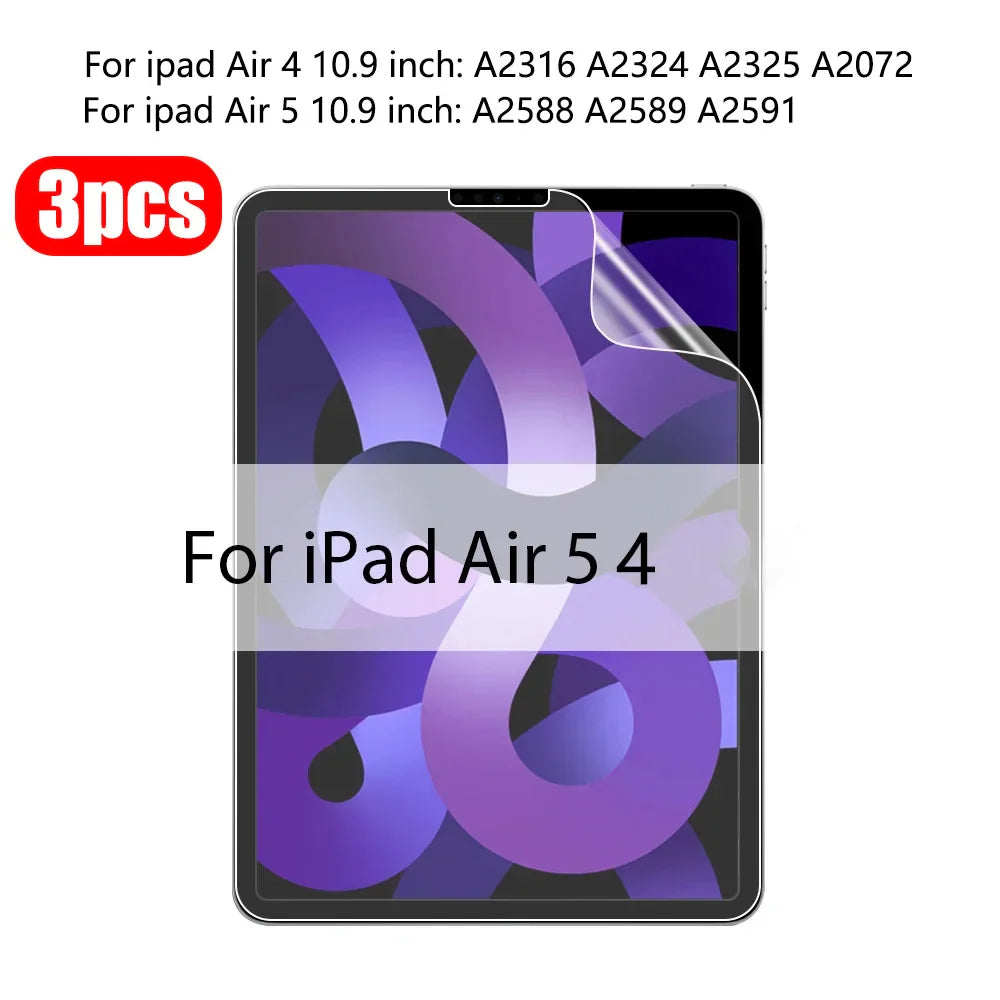 3-Pack Paper-Like Matte PET Screen Protector for iPad Air & Pro — 10.5–12.9 in (26.7–32.8 cm), Anti-Glare Pen-Friendly