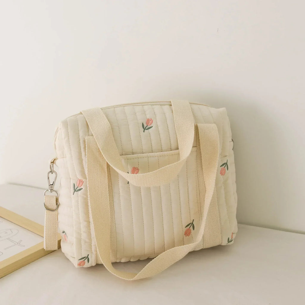 Embroidered Bear Baby Diaper Bag – Portable Maternity Shoulder Bag & Stroller Organizer