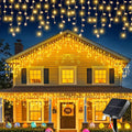 Solar Icicle Curtain Lights — 162/96 LED, 8 Modes, IP65 Waterproof, 9m/6m (29.5ft/19.7ft) Outdoor Christmas Fairy String Lights