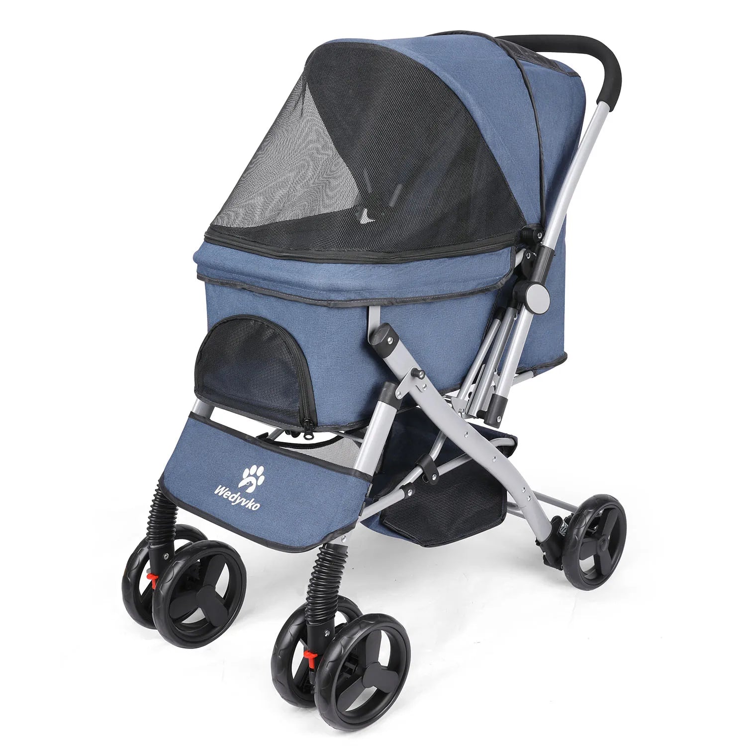 Foldable Pet Stroller for Cats and Dogs, Detachable Shock-Absorbing Travel Carrier, Easy Assembly, Dirt-Resistant