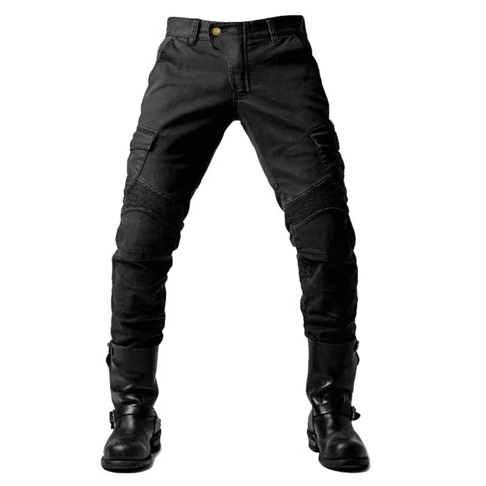 Men's Motorcycle Riding Pants with Detachable Knee and Hip Protectors Four-Season Casual Jeans