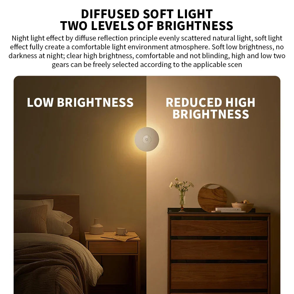 Rechargeable Infrared Motion LED Night Light – Magnetic Base, USB-C, Adjustable Brightness, 3.7 in (95 mm), Warm 2700K