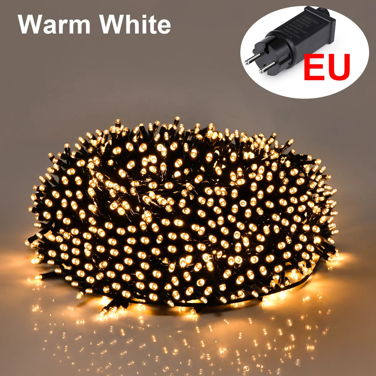 LED Christmas Fairy String Lights 10-100M (33-328 ft) IP65 Waterproof – 110V-220V EU/US Plug, Warm White/White/Multicolor, Dimmable