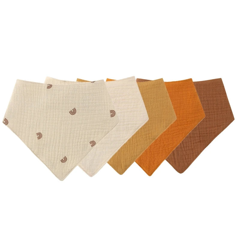Baby Cotton Bandana Bibs - Triangle Burp Cloths for Feeding & Drool, 16.5 x 7.5 in (42 x 29 cm) - 3/4/5-Pack Unisex