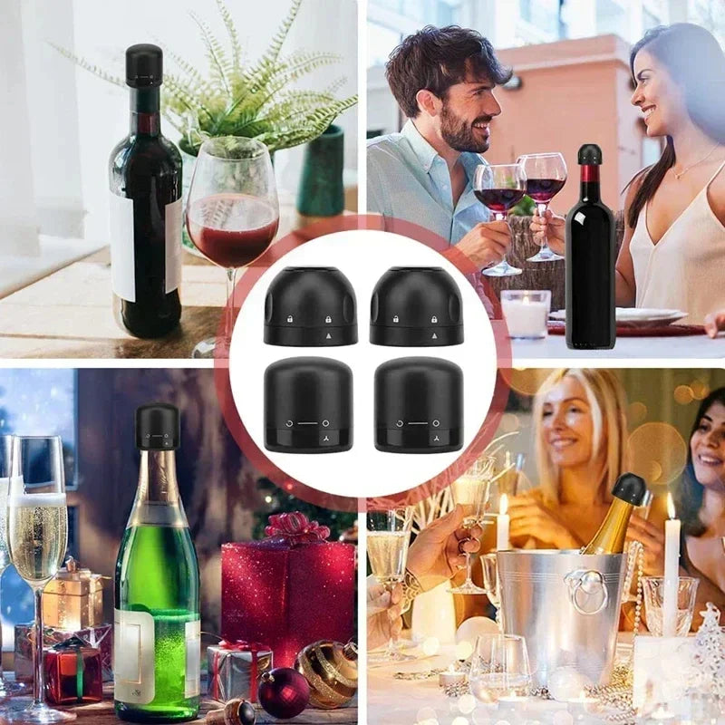 Reusable Wine Bottle Stopper – Silicone & ABS Champagne Sealer, 1 or 2-Pack Airtight Cap for Sparkling Wine, Beer & Soda