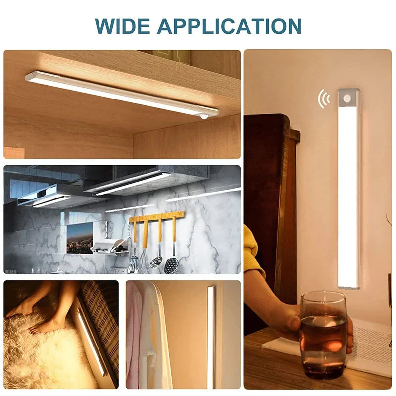 LED Motion Sensor Cabinet Light 15.7 in (40 cm) Dimmable Rechargeable Wireless Night Lamp for Kitchen Closet Wardrobe Living Room 3 Color Temperatures
