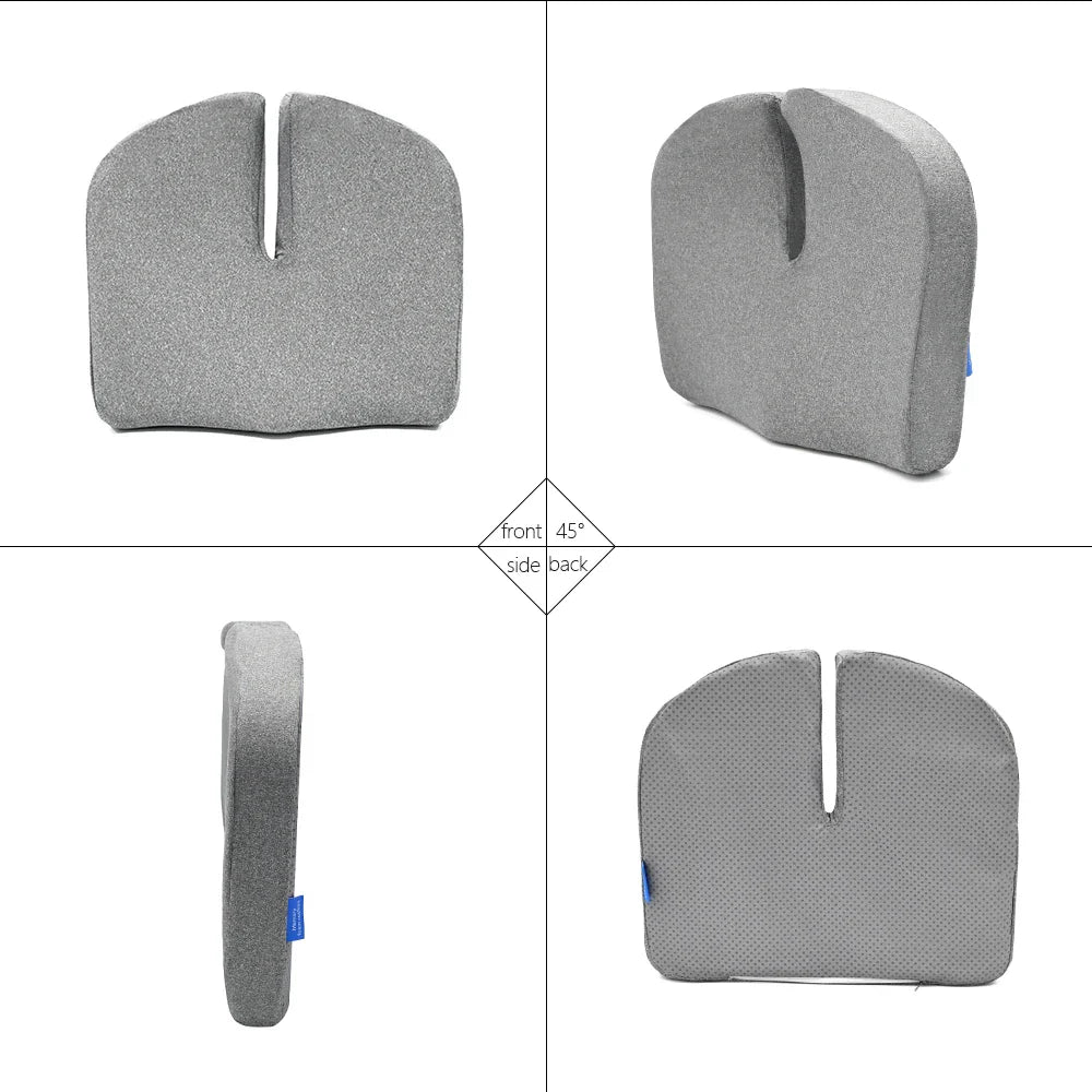 Orthopedic Memory Foam Coccyx Cushion for Tailbone & Sciatica Relief - Non-Slip Seat Pad for Office Chair and Car