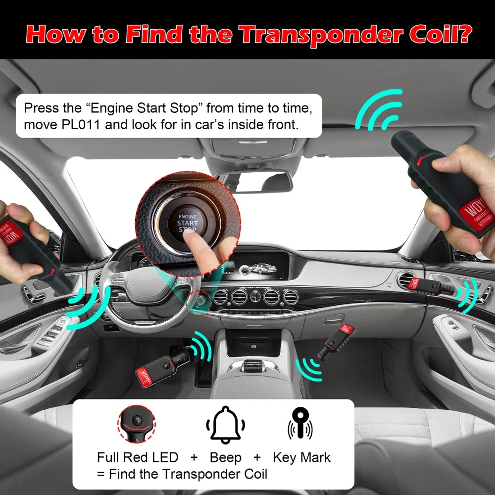 PKE LF Transponder Coil Locator & Keyless Entry LF Antenna Detector — Car Transponder Coil Tester