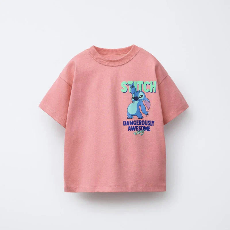 Mickey TShirt 2025 Summer Loose Casual Base Shirt Pure Cotton Tees New Design Round Neck Tops Toddler Cartoon Short Sleeve