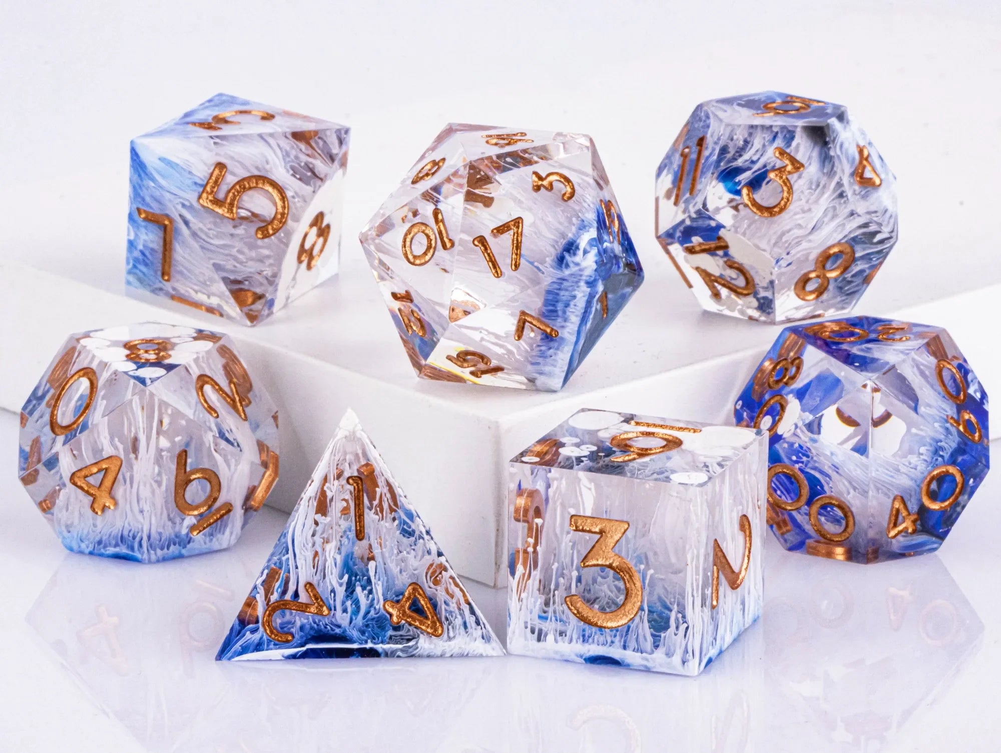 Handmade Resin 7-Piece D20 Polyhedral Dice Set for Dungeons & Dragons & Tabletop RPGs