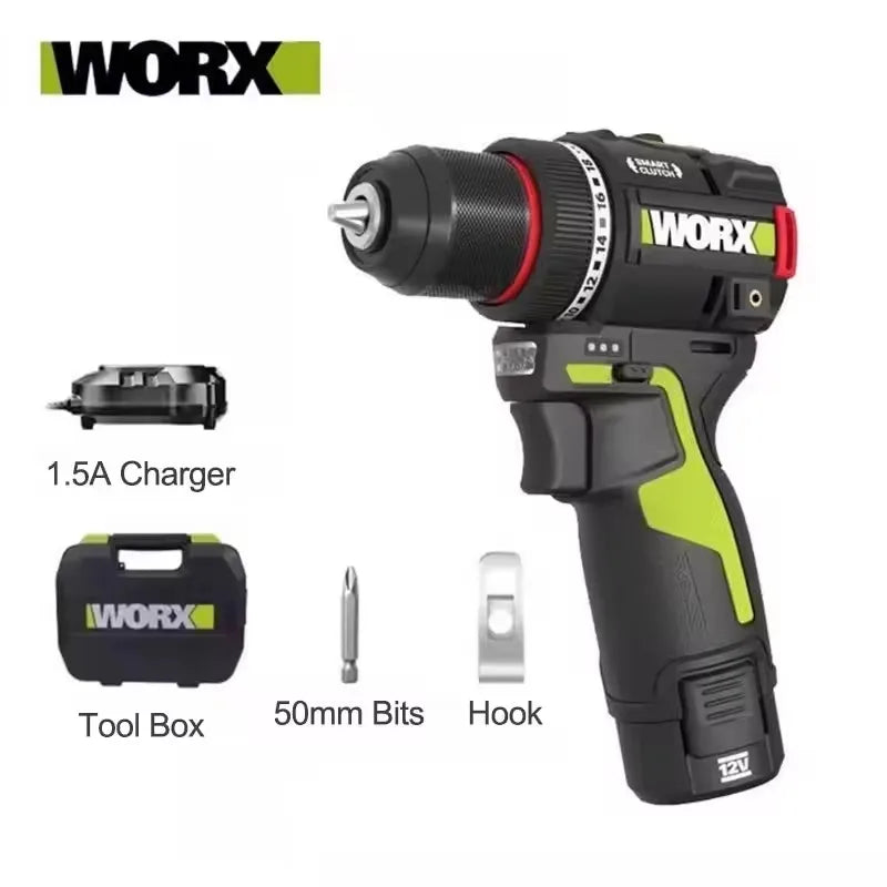 Cordless 12V Brushless Electric Drill 50 Nm (37 ft-lb) 1800 RPM Smart Clutch for Home DIY & Metalworking