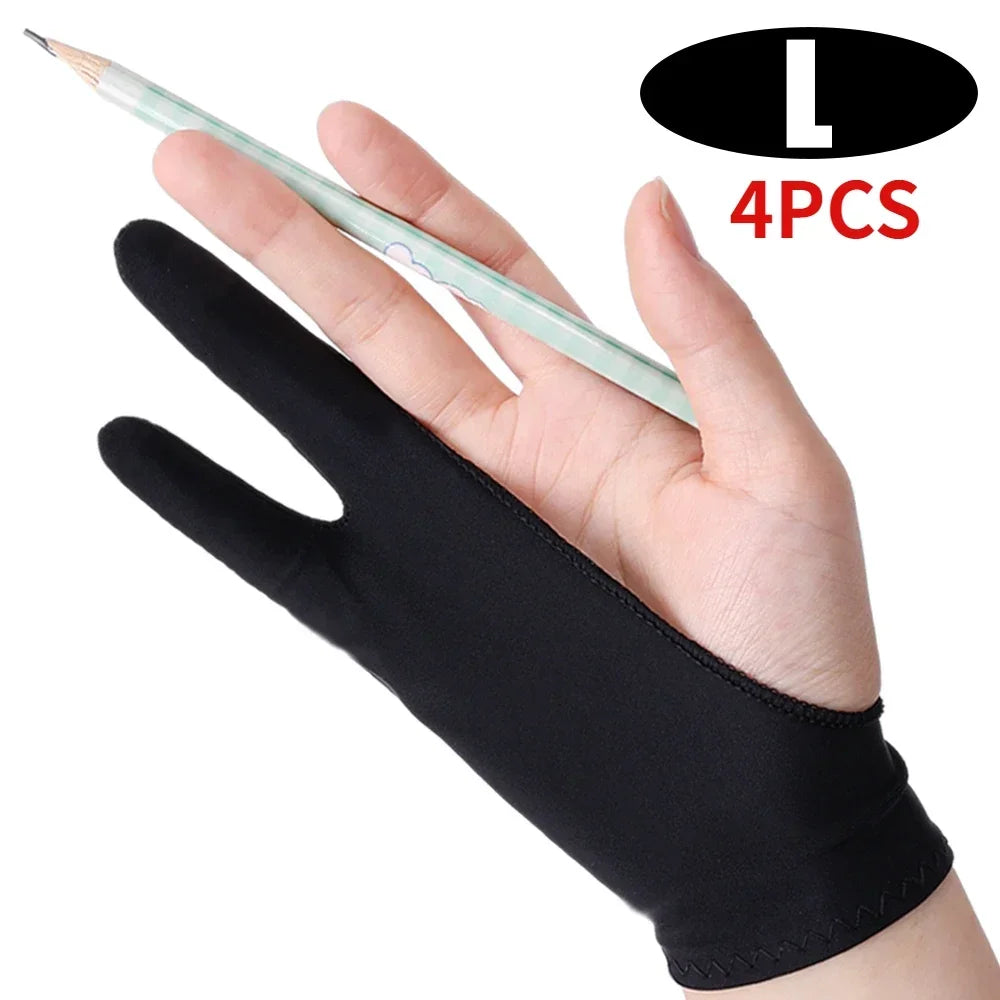 Two-Finger Drawing Glove — Anti-Smudge Palm Rejection Artist Glove for Graphics Tablets & iPad (1/2/4 Pack)
