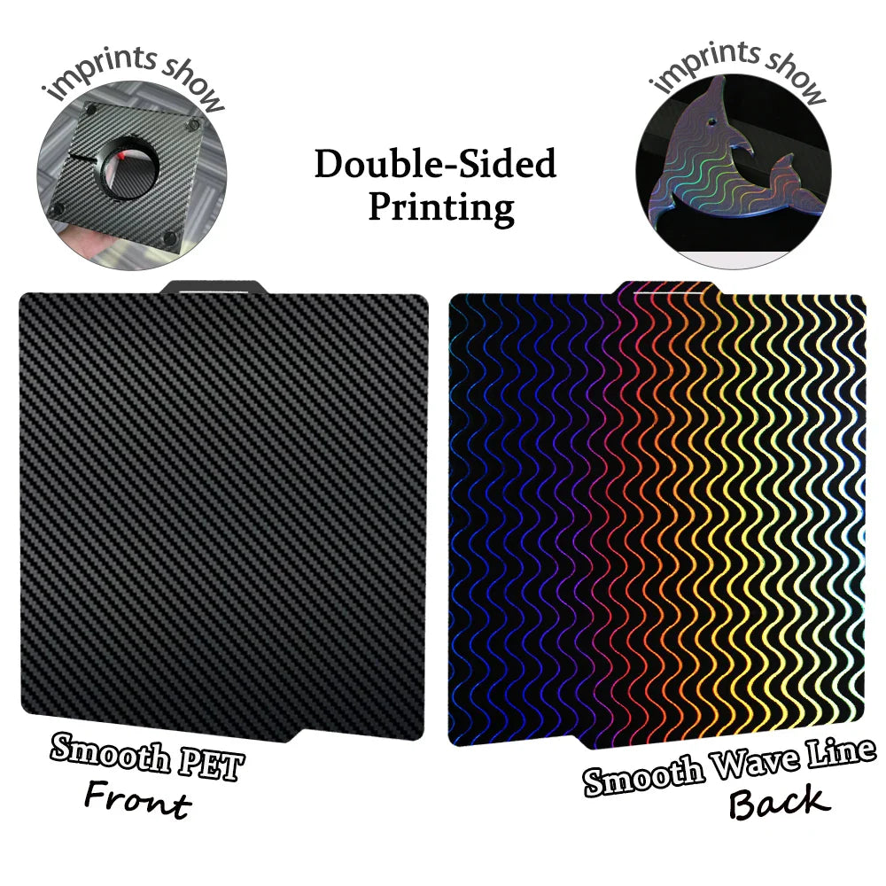257x257mm (10.12 x 10.12 in) Spring Steel 3D Printer Build Plate - Double-Sided PEI/PEY/PET Surface, Smooth & Textured