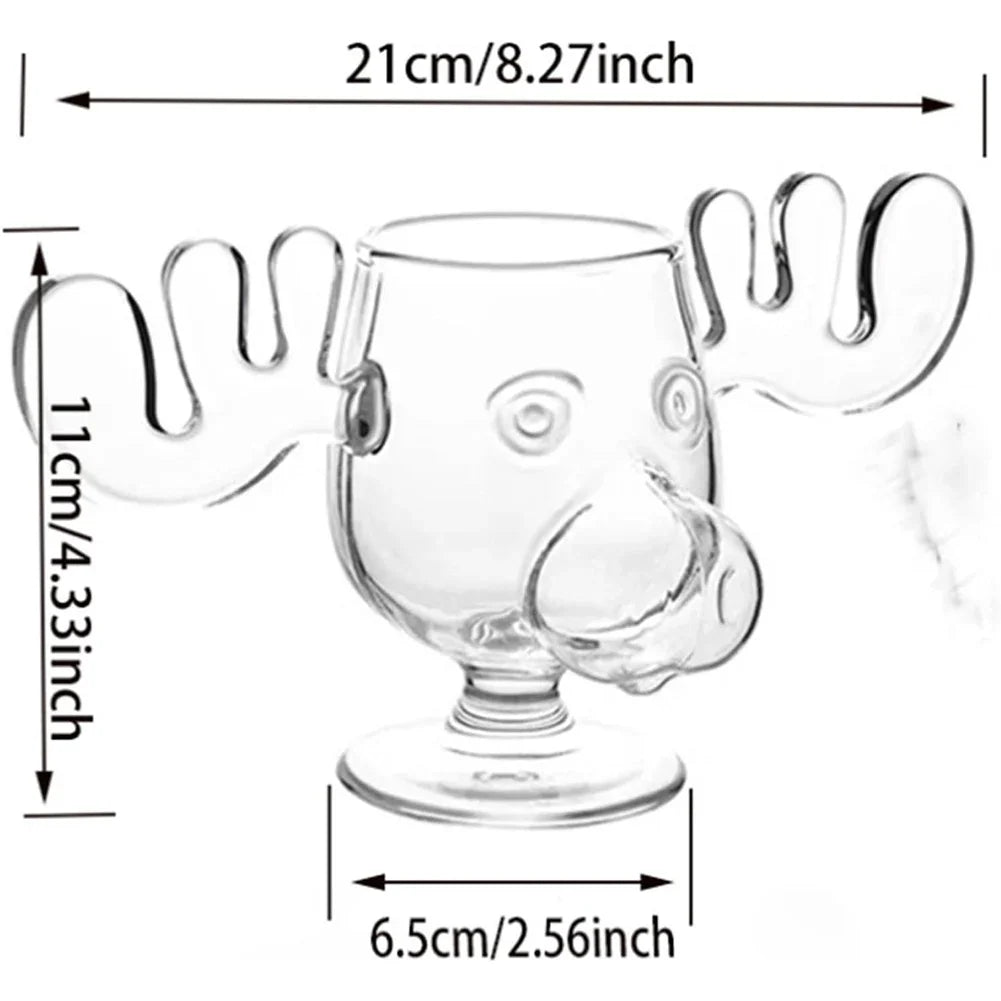 240ml (8oz) Moose Reindeer Glass Mug — Christmas Wine & Cocktail Cup