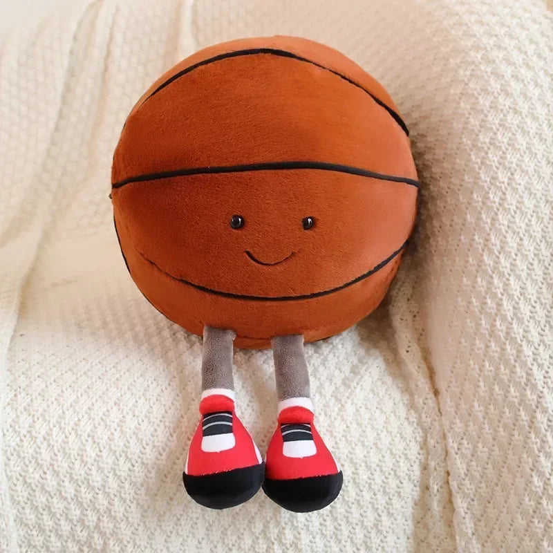 Plush Football & Basketball Pet Toy Pillow - Interactive Dog & Cat Ball, 25–28 cm (9.8–11.0 in)