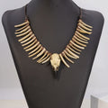 1 piece of vintage Viking crow skull coconut shell necklace - resin animal shaped irregular long teeth, Gothic style jewelry,