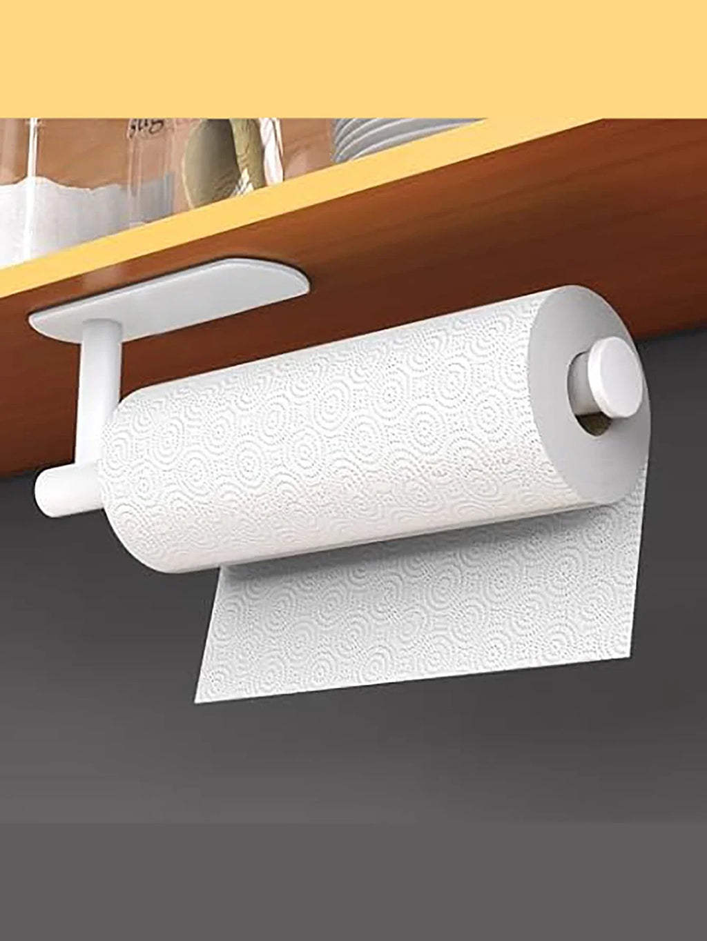 Adhesive Paper Towel & Toilet Roll Holder - Wall-Mount Tissue Dispenser for Kitchen and Bathroom Cabinet Storage