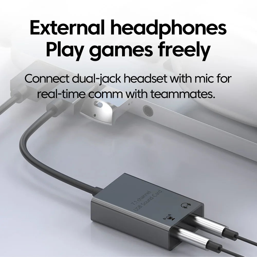 USB/USB-C to 3.5mm External Sound Card Adapter — Mic & Headphone for Laptop, MacBook, PC