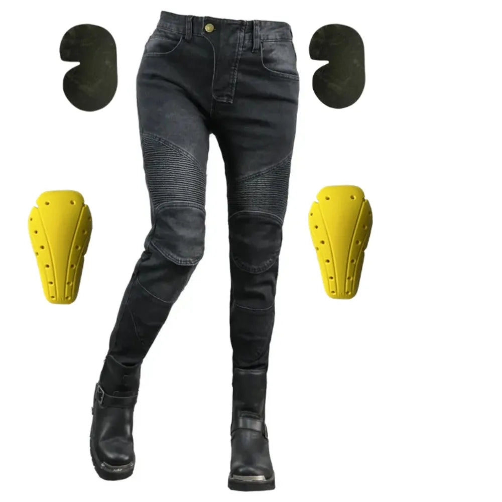 Women's Motorcycle Riding Jeans – Windproof Waterproof Anti-Tear Straight Rider Pants (All-Season)